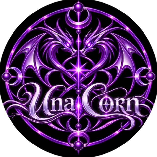 Una Corn Logo – das violette Drachenorakel